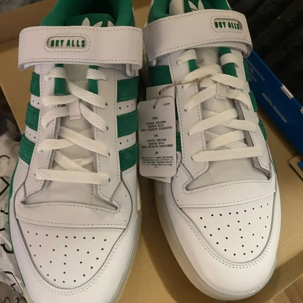 Adidas X Pharrell Forum Low Human Made Green & White Sneakers + Socks 2 Match